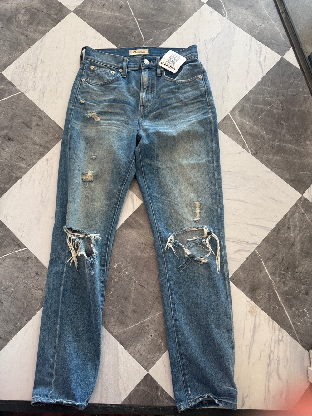 Madewell Distressed Blue Boyfriend Jeans